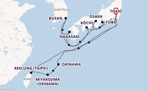 Japan vanaf Tokio, Japan met de Diamond Princess
