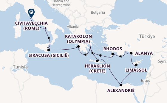 Middellandse Zee vanaf Athene (Piraeus), Griekenland met de Azamara Journey