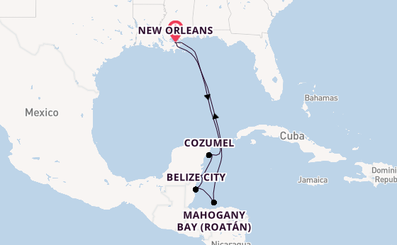 Western Caribbean from New Orleans, Louisiana, USA with the Mariner of the Seas