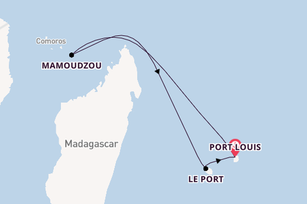 Indische Oceaan vanaf Port Louis, Mauritius met de HANSEATIC nature