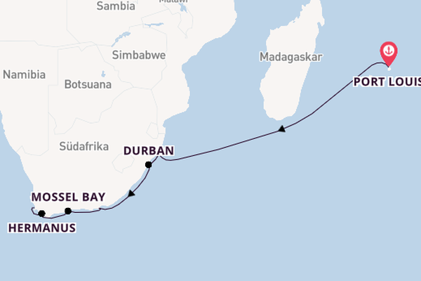 Südafrika ab Port Louis, Mauritius auf der HANSEATIC spirit