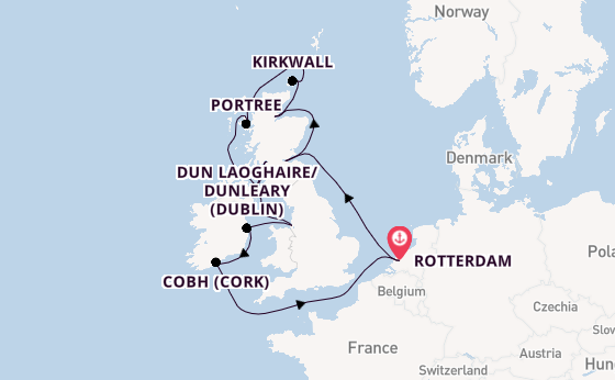 British Isles from Rotterdam, Netherlands with the Nieuw Statendam
