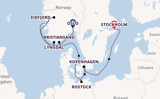 Noorwegen vanaf Stockholm, Zweden met de MSC Magnifica