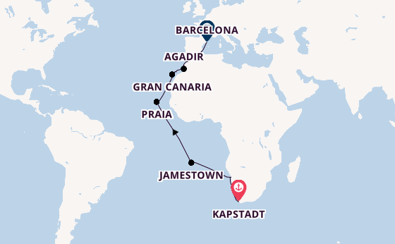Afrika ab Kapstadt, Südafrika auf der Azamara Onward
