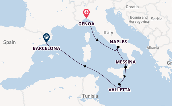 Western Mediterranean from Genoa, Italy with the MSC Magnifica