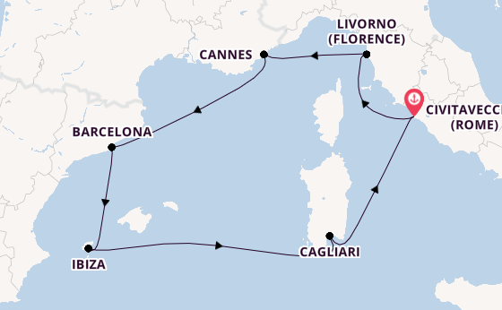 Westelijke Middellandse Zee vanaf Nederland met de MSC Fantasia