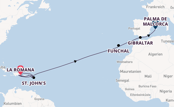 Karibik ab La Romana, Dominikanische Republik auf der Mein Schiff 5