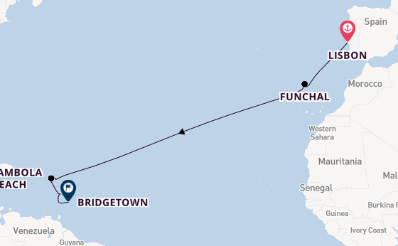 Southern Caribbean from Lisbon, Portugal with the Seabourn Ovation 