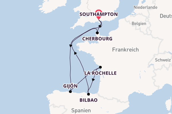 England ab Southampton, Großbritannien auf der MSC Virtuosa