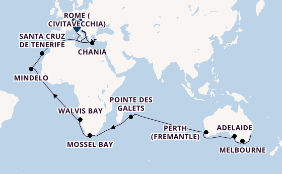 Mediterranean Sea from Sydney, Australia with the Coral Princess