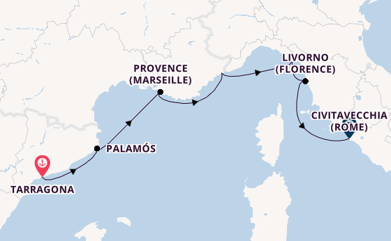 Westelijke Middellandse Zee vanaf Tarragona, Spanje met de Azamara Journey