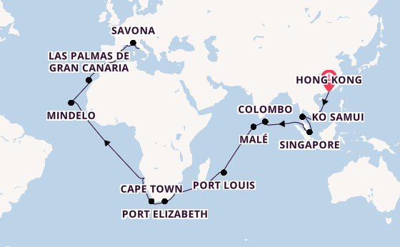 Southeast Asia from Hong Kong, China with the Costa Deliziosa