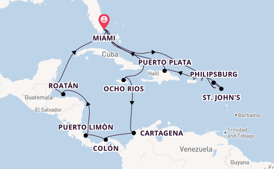 Caribbean from Miami, Florida, USA with the MSC Poesia