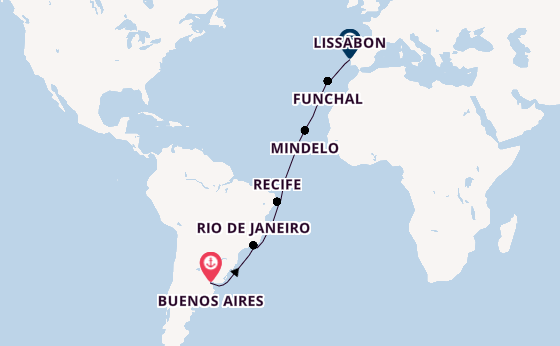 trans-Atlantisch vanaf Buenos Aires, Argentinië met de Norwegian Star