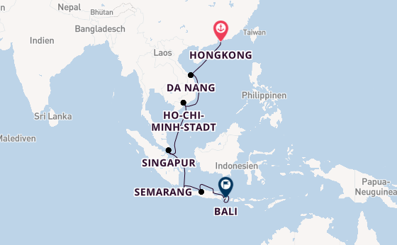 Südostasien ab Hongkong, China auf der Riviera
