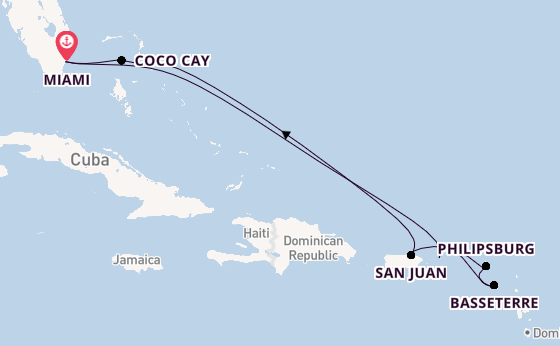 Caribbean vanaf Miami, Verenigde Staten met de Hero of the Seas