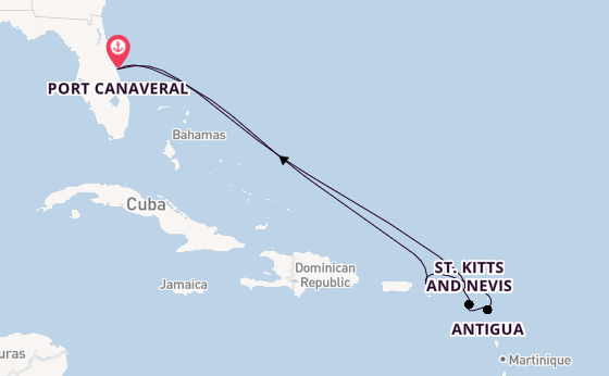 Caribbean from Port Canaveral, Florida, USA with the Carnival Firenze