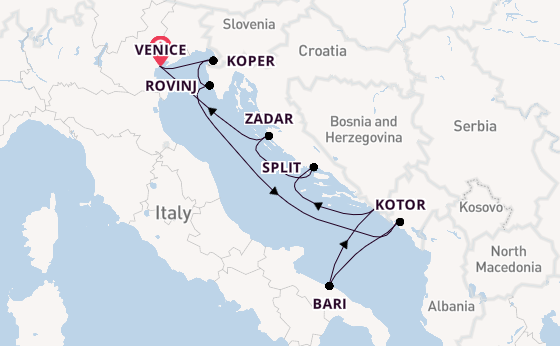 Mediterranean Sea from Venice, Italy with the Silver Spirit