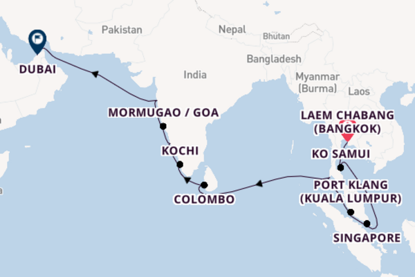 Southeast Asia from Laem Chabang (Bangkok), Thailand with the Seven Seas Voyager