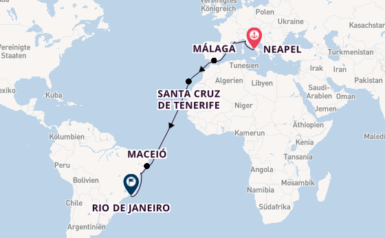 Transatlantik ab Neapel, Italien auf der MSC Virtuosa