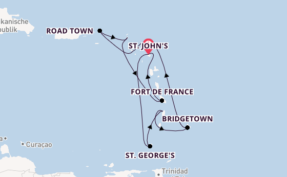 Südliche Karibik ab St. John's, Antigua und Barbuda auf der Iona