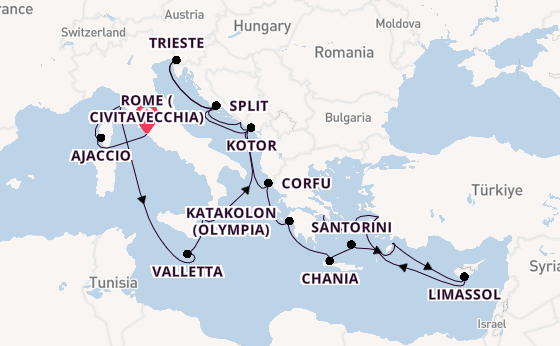 Mediterranean Sea from Rome (Civitavecchia), Italy with the Enchanted Princess