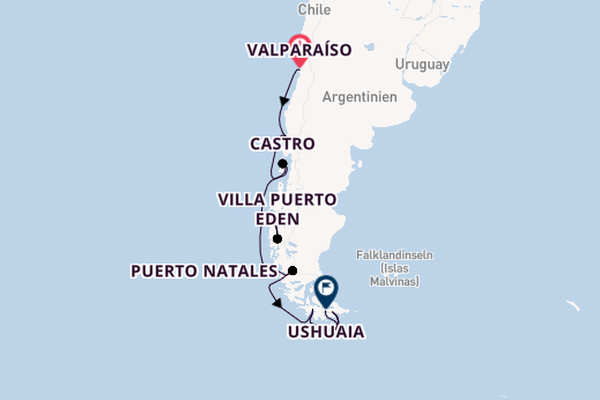 Südamerika ab Valparaíso, Chile auf der MS Fridtjof Nansen