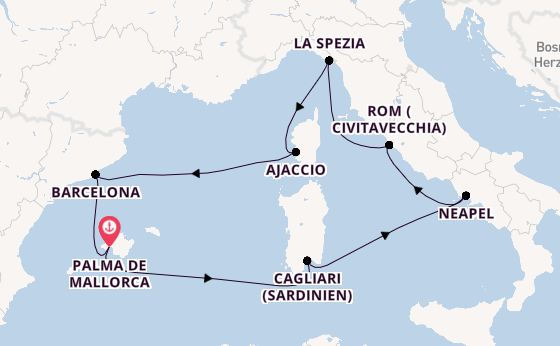 Westliches Mittelmeer ab Palma de Mallorca, Spanien auf AIDAperla