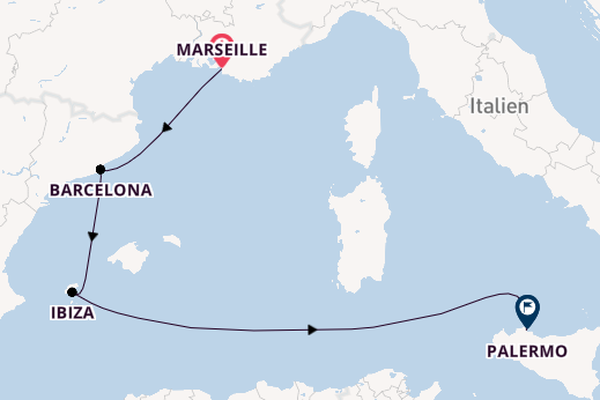 Westliches Mittelmeer ab Marseille, Frankreich auf der Costa Toscana