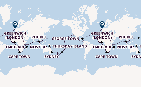 Round-the-World Trip from Fort Lauderdale (Port Everglades), Florida, USA with the Viking Sky