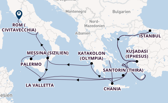 Mittelmeer ab Piräus (Athen), Griechenland auf der Enchanted Princess