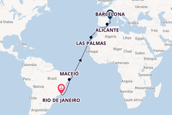 Transatlantic from Rio de Janeiro, Brazil with the MSC Seaview