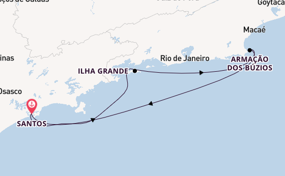 Brazilië vanaf Santos, Brazilië met de MSC Divina