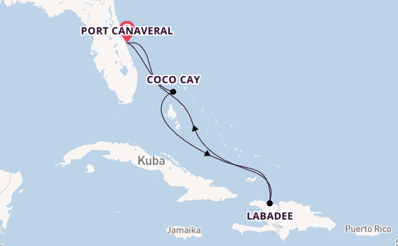 Karibik ab Port Canaveral, USA auf der Adventure of the Seas