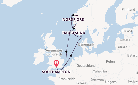 Norwegen ab Southampton, Großbritannien auf der Arvia