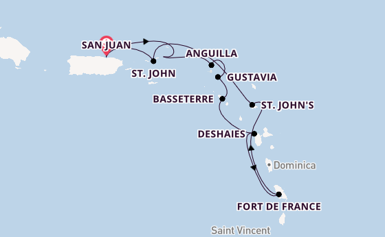 Caribbean vanaf San Juan, Puerto Rico met de Silver Dawn