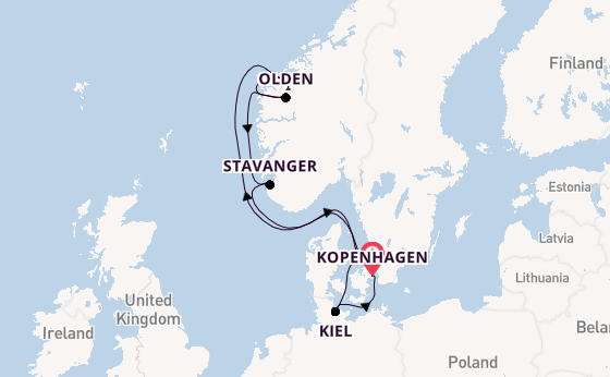 Noorwegen vanaf Kopenhagen, Denemarken met de Costa Diadema