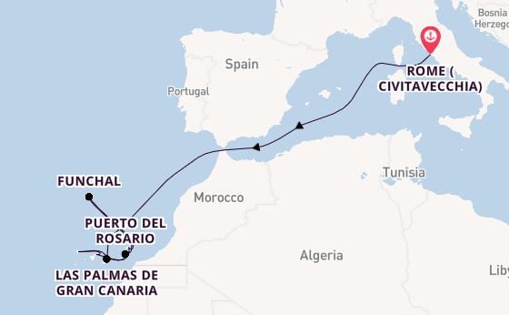 Canary Islands from Rome (Civitavecchia), Italy with the MSC Fantasia