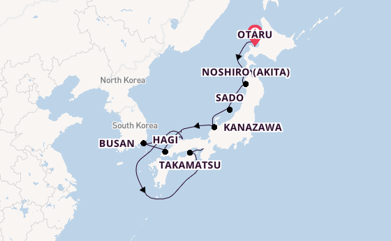 Japan vanaf Otaru, Japan met de Silver Cloud