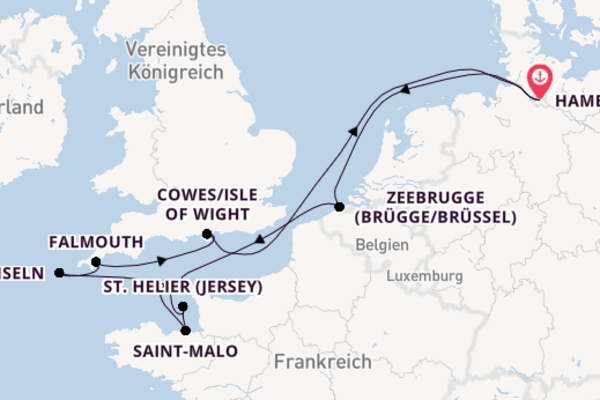 Vereinigtes Königreich ab Hamburg, Deutschland auf der MS Hamburg