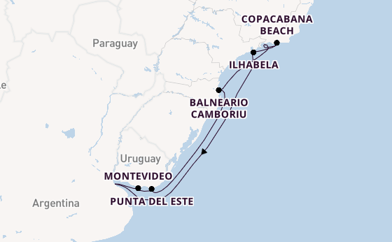 South America from Buenos Aires, Argentina with the Costa Serena