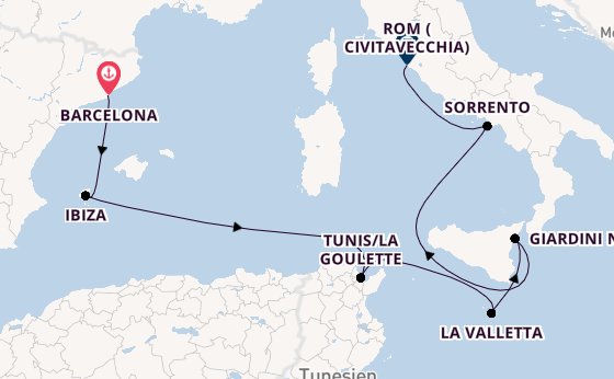 Westliches Mittelmeer ab Barcelona, Spanien auf der EXPLORA I