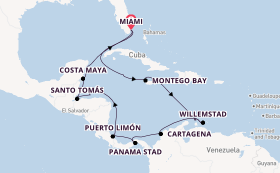 Caribbean vanaf Miami, Verenigde Staten met de Marina