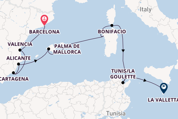 Westelijke Middellandse Zee vanaf Barcelona, Spanje met de Silver Whisper