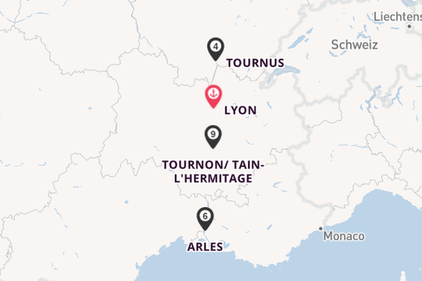 Rhône ab Lyon, Frankreich auf der Amadeus Provence