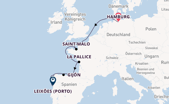 Portugal ab Hamburg, Deutschland auf der HANSEATIC spirit