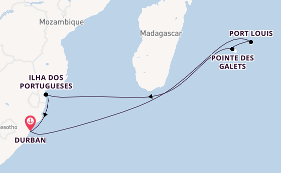 Zuidelijk Afrika vanaf Durban, Zuid-Afrika met de MSC Armonia