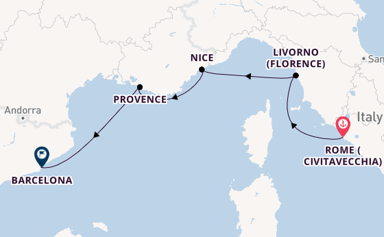 Western Mediterranean from Rome (Civitavecchia), Italy with the Azamara Journey