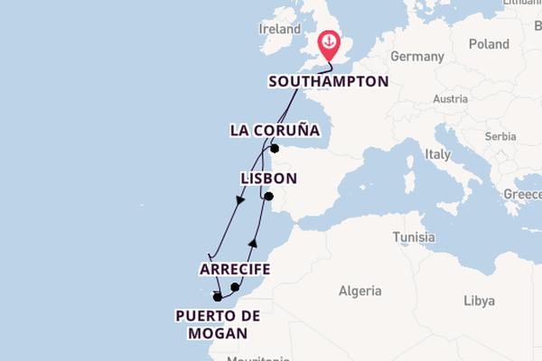 Canary Islands from Southampton, England with the Arcadia
