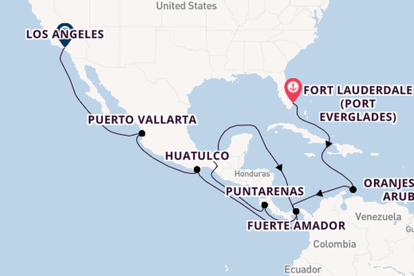 Central America from Fort Lauderdale (Port Everglades), Florida, USA with the Emerald Princess